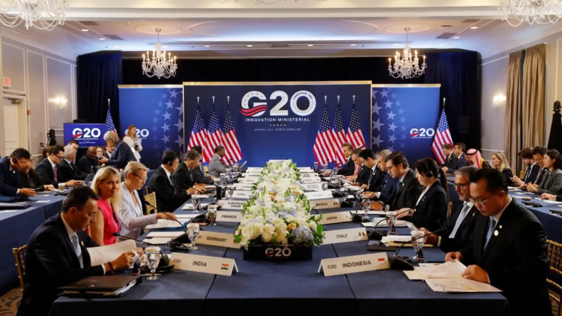 Делегати по време на G20 Innovation Ministerial в Chapel Hill, Северна Каролина, 1–2 септември 2026 г.